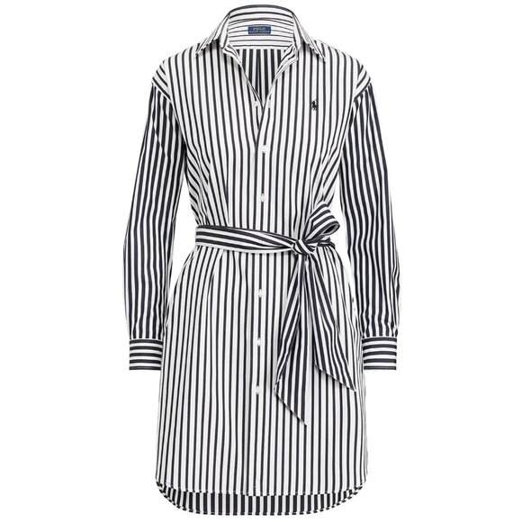Polo Ralph Lauren Dresses & Skirts - NWT Polo Ralph Lauren Black White Striped Belted Cotton Shirt Dress 14